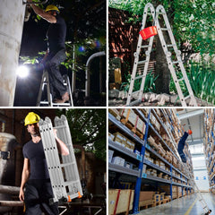 Échelle Polyvalente 5 en 1 avec 2 Montants 4 Plis 15 Echelons Pliable et Multifonction Capacité 150kg en Aluminium -