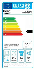 BEKO DA8013PA - Sèche-linge 8kg - 15 programmes - évacuation - blanc