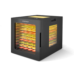 Dshydrateur Alimentaire Schoir 10 Plateaux en Acier Inoxydable avec 10 Programmes Prrgls Minuterie de 48H&Temprature de 30-75鈩Noir -