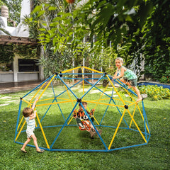 D么me d'Escalade de 305cm avec Balanoire Cage d'Escalade en Mtal Charge Max 363 kg Intrieur Extrieur pour Enfants de 3-10 Ans Jaune/Rouge -