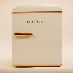Cecotec Mini Frigo Bolero CoolMarket TT Origin 45 Beige E. Réfrigérateur Hauteur 55cm et Largeur 44,7cm, Classe Énergétique E, Bac à Glace et Poignée Chromée, Beige