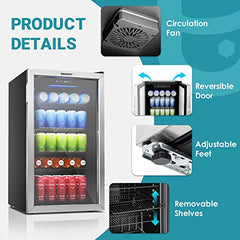 Frigorifero per bevande,mini frigo da 126 lattine con porta in vetro -