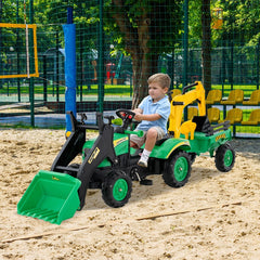 3 en 1 Tracteur pour Enfant avec 6 Roues Jouet Pelle Remorque Amovible avec Volant Klaxon 3 6 Ans Jaune/Vert -