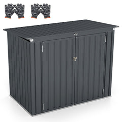Abri de Stockage en Métal Galvanisé pour Poubelles Extérieur Abri de Jardin Verrouillable avec Toit Ouvert 2 Portes 172X95,5X130CM Gris -