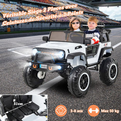 Voiture lectrique 24v pour Enfants 2 Places Tlcommande Musique Histoire Klaxon Usb Fonction de Dmarrage Lent Suspensions Ressort Blanc/Noir/Rose/Violet -