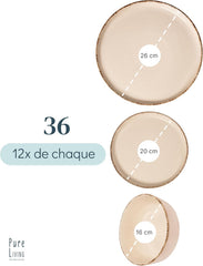 Ensemble Vaisselle en Grès 12 Personnes Rustique 36 pièces - Service de Table Rustique, Lavable au Lave-Vaisselle - Ensemble de Bols et Assiettes - Vaisselle de Table Pure Living en beige