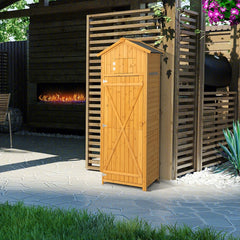 Armoire de Jardin en Bois Impermable avec Toit Abri de Jardin avec Table Pliable tagres et 8 Crochets 75x50x180,5CM -