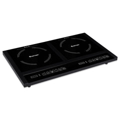 Double Plaque de Cuisson Electrique en Vitrocéramique 1800W+1800W 2 Zones 8 Niveaux de Température/Puissance Variables Noir -