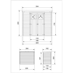 Abri de jardin en bois L204 x l142 x H200 cm / 2,22 m -
