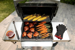 Spirit II E-210 GBS Barbecue Gaz,2 Br没leurs,Surface de Cuisson 51 x 46 cm,Thermomtre de Couvercle,Table d'Appoint Rabattable (Gauche),4 Roues - Noir et Argent (44010153)