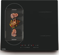 Covercook Plaque à Induction - Plaque de Cuisson à Induction Electrique -Encastrable 3 ou 4 foyers - Flexible Zone - 9 Niveaux de Puissance, Commande Tactile - Verrouillage d'enfant - 7000W, 220-240 V