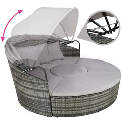 Bain de soleil transat meuble jardin rond modulable gris 2208062 -