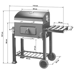Barbecue charbon de bois 3 en 1 avec thermomtre avec grille hauteur rglable noir 1508003 -