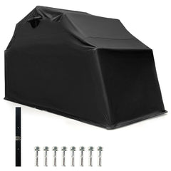 Abri de Moto Extérieur Tente Moto avec Housse en Tissu Oxford Fenêtres en Maille Enroulables Housse Moto Exterieur Étanche pour Moto Vélos Outils Noir -