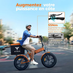 ENGWE Vélo Électrique Pliable, Batterie 48V 13Ah Amovible, Autonomie de 50-120 km,20'' ×4.0'' Fat Tire 7-Speed E-Bike for Any Terrain