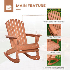 Chaise bascule Adirondack Muskoka en bois avec design lattes en bois,dossier en ventail et style rustique classique,teck -