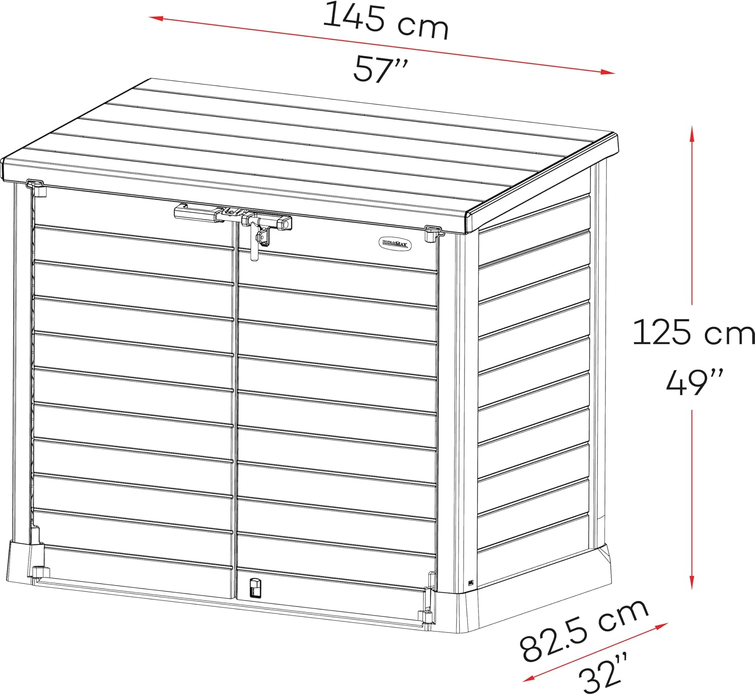 Duramax StoreAway 1200L Plastic Garden Shed/ Flat Lid,Outdoor Storage Shed,Wheelie Bin Hideaways,Wheelie bin box,Durable Construction,Ideal for Bikes,BBQs & 2x 240L Bins,145x85x125 cm,Brown