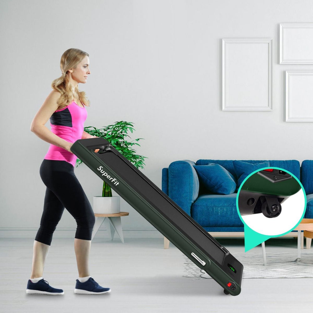 2 en 1 Tapis de Course Electrique Pliable 1 à 12 Km/H avec Haut-parleur Bluetooth Télécommande Moteur 0,75HP Vert/Blanc/Noir/Rouge/Or/Noir et Argenté/Bleu -