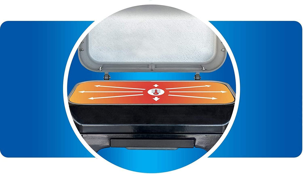 Attitude2go,Barbecue de Table  Faible fume,BBQ Portable, Couvercle,thermomtre,et Grille en Fonte,Alimentation : Cartouche de gaz CV 470 Plus,Gris