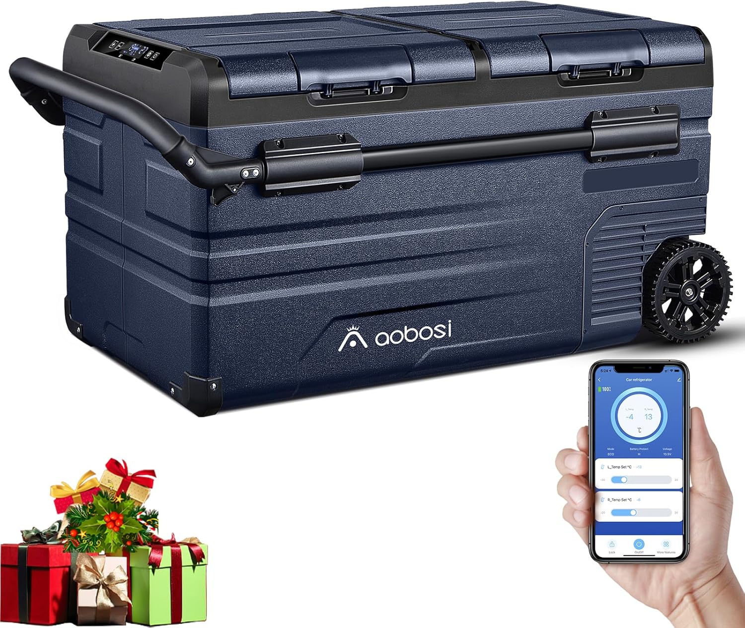 115L Glaciere Electrique Double Zone,Glaciere a Compression WiFi APP,12 V/24 V et 100-240 V Frigo Camping,-20 鈩 20 鈩pour Voiture,Camion,Bateau,Camping,Car,Caravanes,Voyageant,Maison