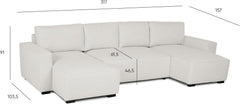 Budwing Jordan Canapé-lit 5 Places – Chaise Longue Panoramique, Confort Premium – Style Contemporain, Tissu 100% Polyester – 317x157x91 cm – Beige Clair