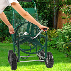 Dvidoir de Tuyau d橝rrosage avec 4 Roulettes Chariot pour 1.7m de Tuyau d橝rrosage Panier,95x62x113cm,Vert -