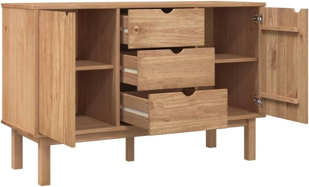 vidaXL Buffet Armoire Latérale Armoire de Rangement Organisateur de Maison Meuble de Salle de Séjour Intérieur 113,5x43x73 cm Bois Massif de Pin