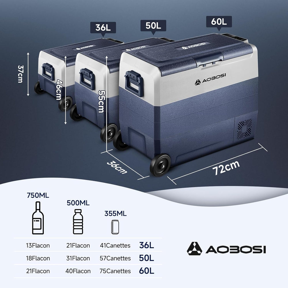 AAOBOSI Glaciere a Compression 36l, Glaciere Electrique Double Zone WiFi APP, 12 V/24 V et 100-240 V Frigo Camping, -20 ℃ à 20 ℃, pour Voiture, Camion, Bateau, Camping, Car, Caravanes,Voyageant,Maison