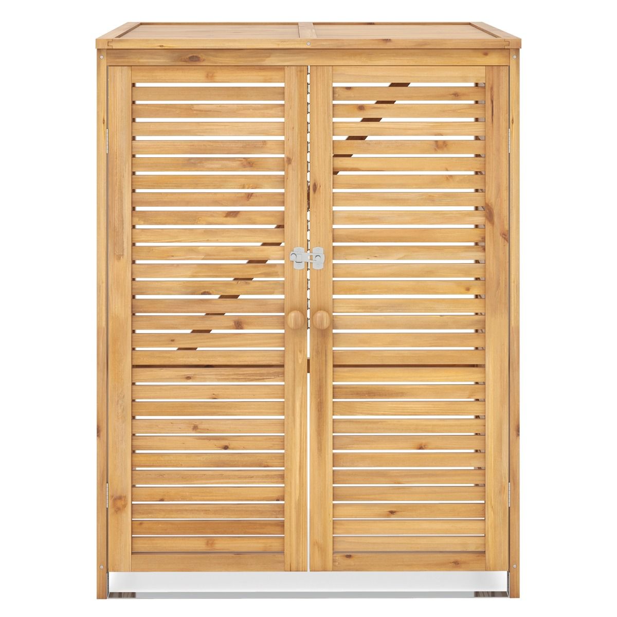 Abri  Poubelle en Bois de 120 L Abri pour Outils d'Extrieur avec Couvercle Ouvrable Doubles Portes Loquet de Verrouillage Naturel -
