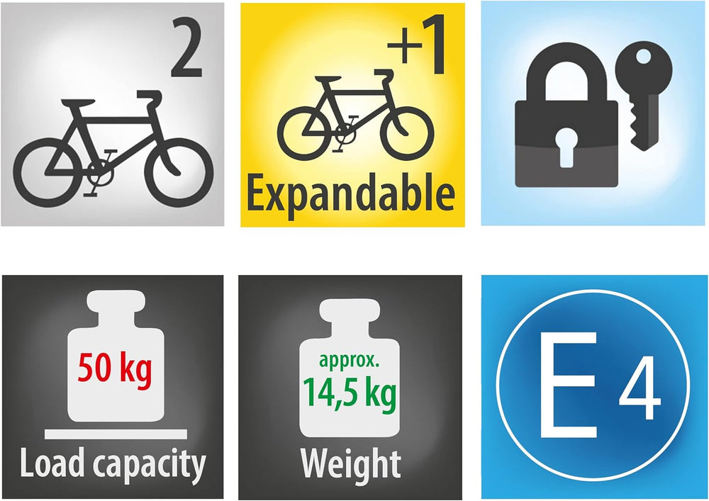 EUFAB Crow Plus 11582 Porte-vélo, Extensible