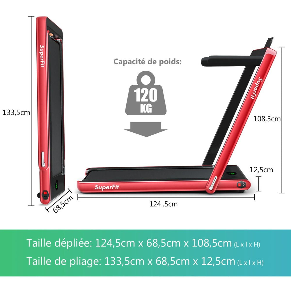 2 en 1 Tapis de Course Electrique Pliable 1  12 Km/H avec Haut-parleur Bluetooth Tlcommande Moteur 0,75HP Vert/Blanc/Noir/Rouge/Or/Noir et Argent/Bleu -