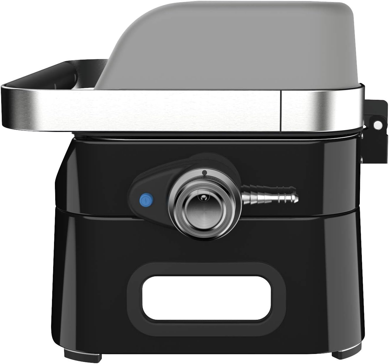Attitude2go,Barbecue de Table  Faible fume,BBQ Portable, Couvercle,thermomtre,et Grille en Fonte,Alimentation : Cartouche de gaz CV 470 Plus,Gris