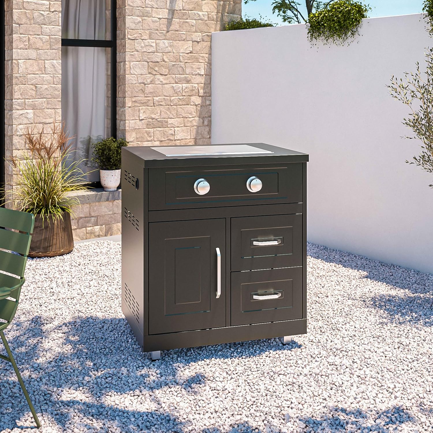 Cuisine extérieure en métal avec évier Barbecue et Rangement
