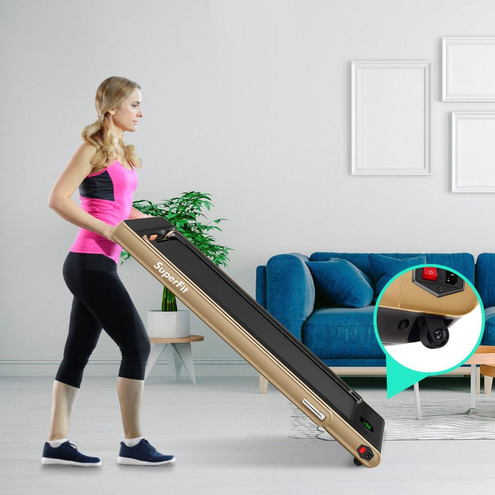 2 en 1 Tapis de Course Electrique Pliable 1 à 12 Km/H avec Haut-parleur Bluetooth Télécommande Moteur 0,75HP Vert/Blanc/Noir/Rouge/Or/Noir et Argenté/Bleu -