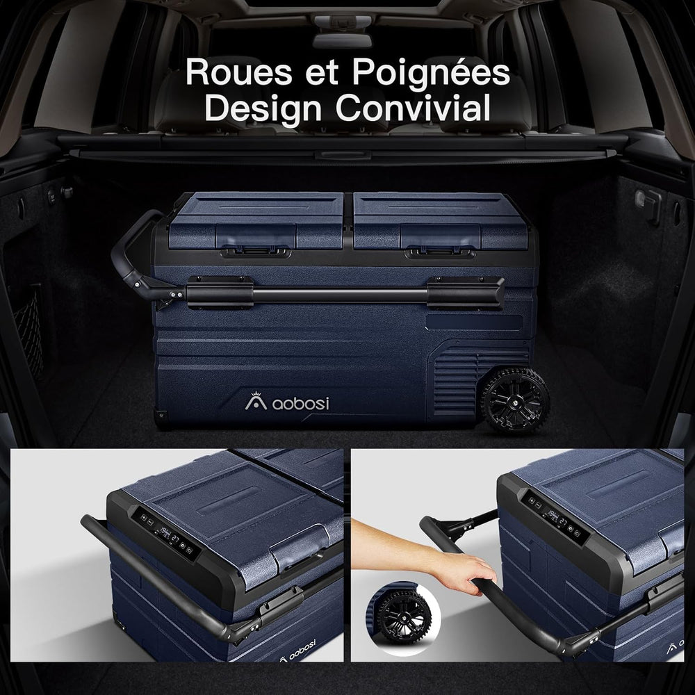 115L Glaciere Electrique Double Zone,Glaciere a Compression WiFi APP,12 V/24 V et 100-240 V Frigo Camping,-20 鈩 20 鈩pour Voiture,Camion,Bateau,Camping,Car,Caravanes,Voyageant,Maison