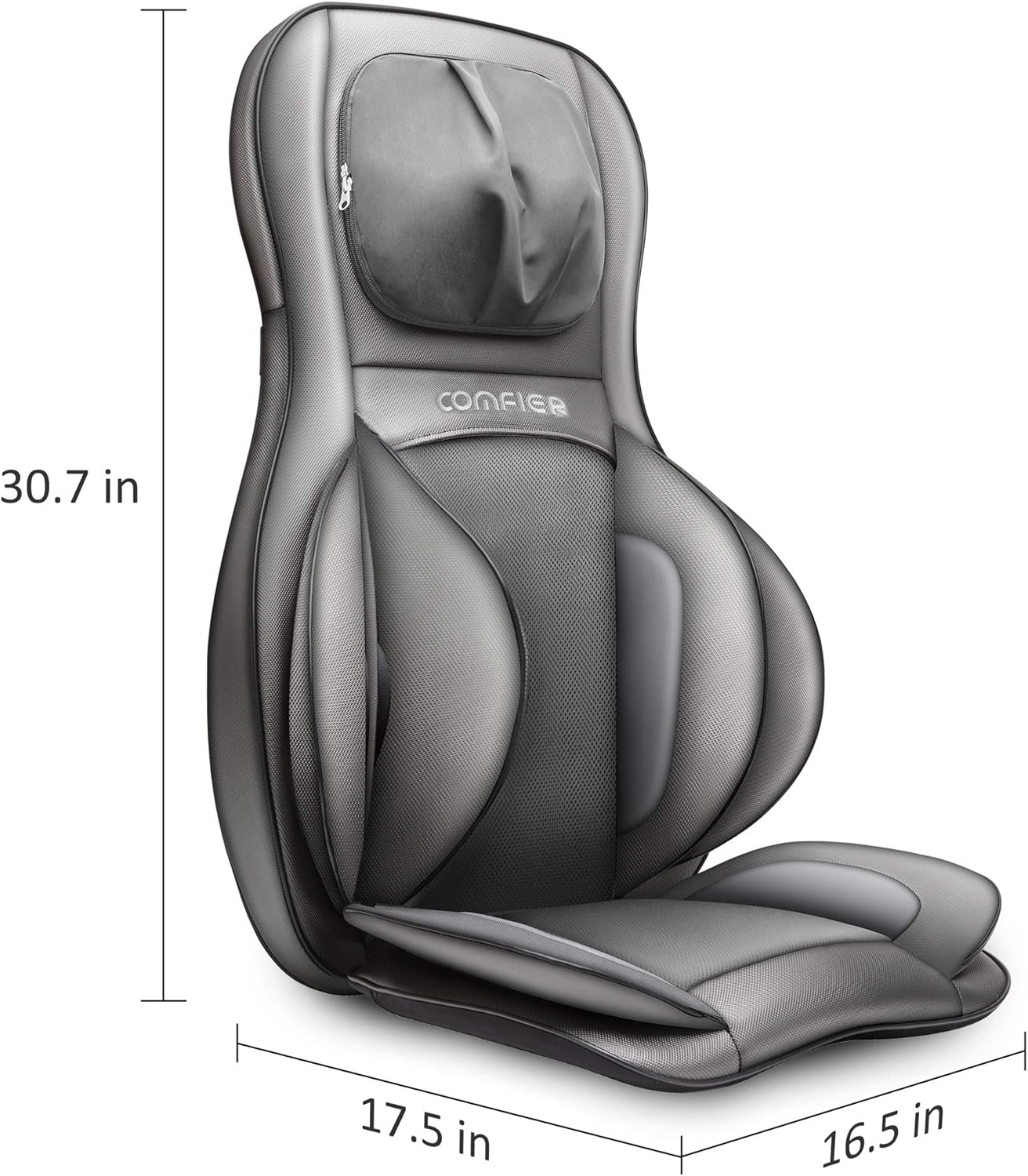 COMFIER Siège Massant Shiatsu avec Compression et Roulement - Masseur de Dos avec Chaleur, Chaise Massage de pétrissage pour Le Dos, Le Cou et Les épaules, Cadeau Papa Maman Femme Homme