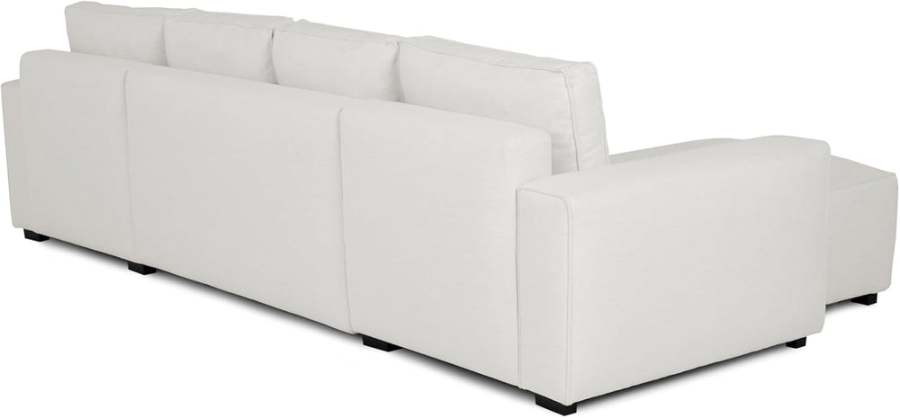 Budwing Jordan Canapé-lit 5 Places – Chaise Longue Panoramique, Confort Premium – Style Contemporain, Tissu 100% Polyester – 317x157x91 cm – Beige Clair