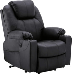 Aide à l'arrimage électrique MCombo, Fauteuil TV, Fauteuil Relaxant, Massage, Chauffage, Connexion USB réglable électriquement, Simili cuir, Noir