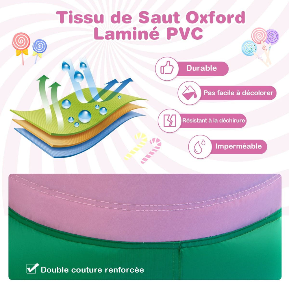 9 en 1 Château Gonflable en Forme Bonbons avec Toboggan Maison de Saut Gonflable avec Pistolet à Eau Charge 90kg pour 2 Enfants de 3-10 Ans -