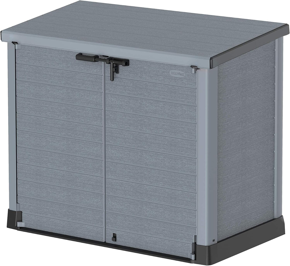 Duramax StoreAway 1200L Plastic Garden Shed/ Flat Lid,Outdoor Storage Shed,Wheelie Bin Hideaways,Wheelie bin box,Durable Construction,Ideal for Bikes,BBQs & 2x 240L Bins,145x85x125 cm,Brown