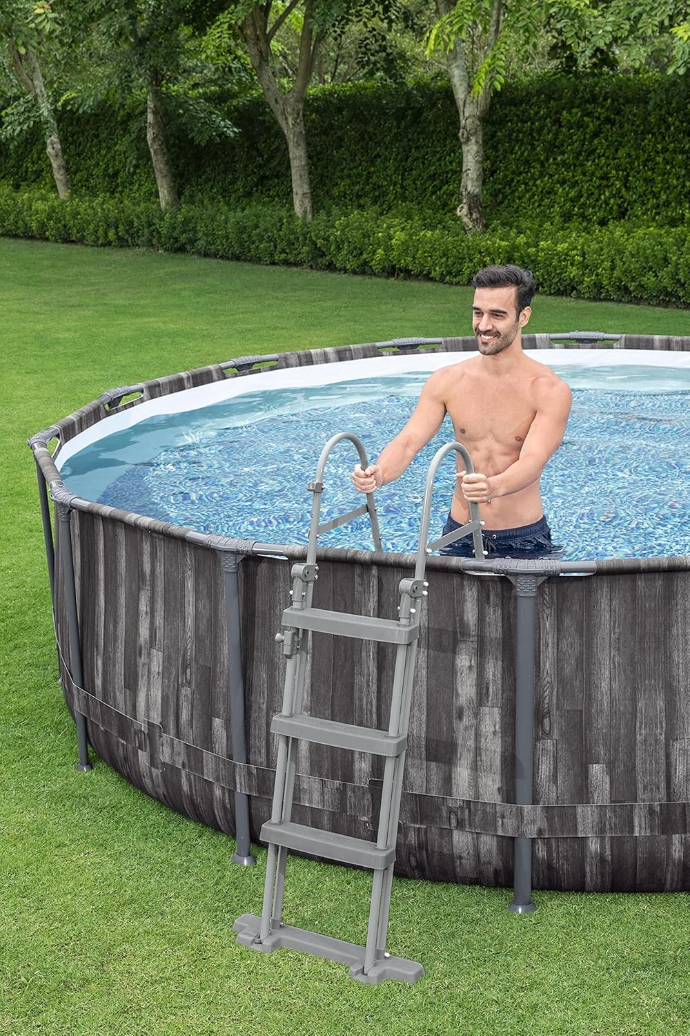 FORNOR 56141 Piscine + Filtre Bombe 366 x H 100 cm,Effet Bois