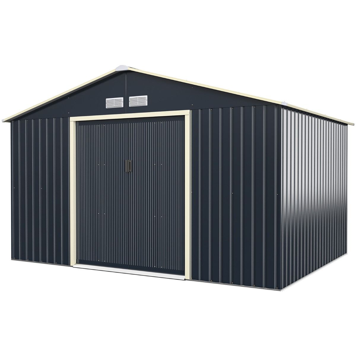 Abri de Jardin en Mtal 8,67 銕340 x 255 x 210 cm avec 2 Portes Coulissantes Verrouillables 4 Trous d橝ration Gris pour Vlo -