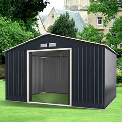 Abri de Jardin en Mtal 8,67 銕340 x 255 x 210 cm avec 2 Portes Coulissantes Verrouillables 4 Trous d橝ration Gris pour Vlo -