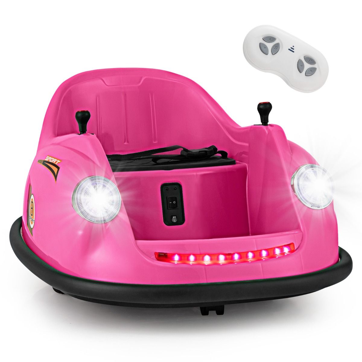 Auto-tamponneuse Electrique 12V pour Enfants Alimentée par Batterie Télécommande Lumières LED Musique pour les 2-5 Ans Rose/Rouge/Bleu -