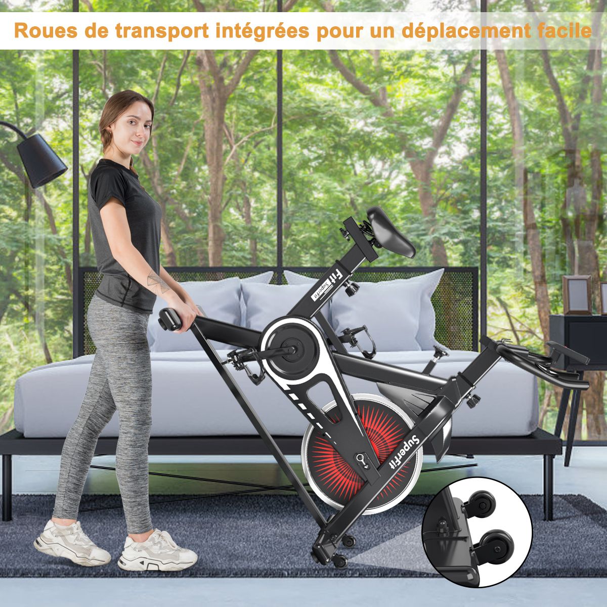 Vlo d檃ppartement silencieux avec roue et guidon en acier -