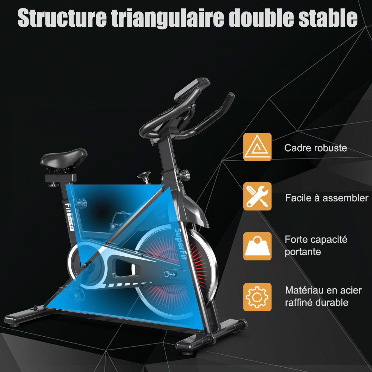 Vlo d檃ppartement silencieux avec roue et guidon en acier -