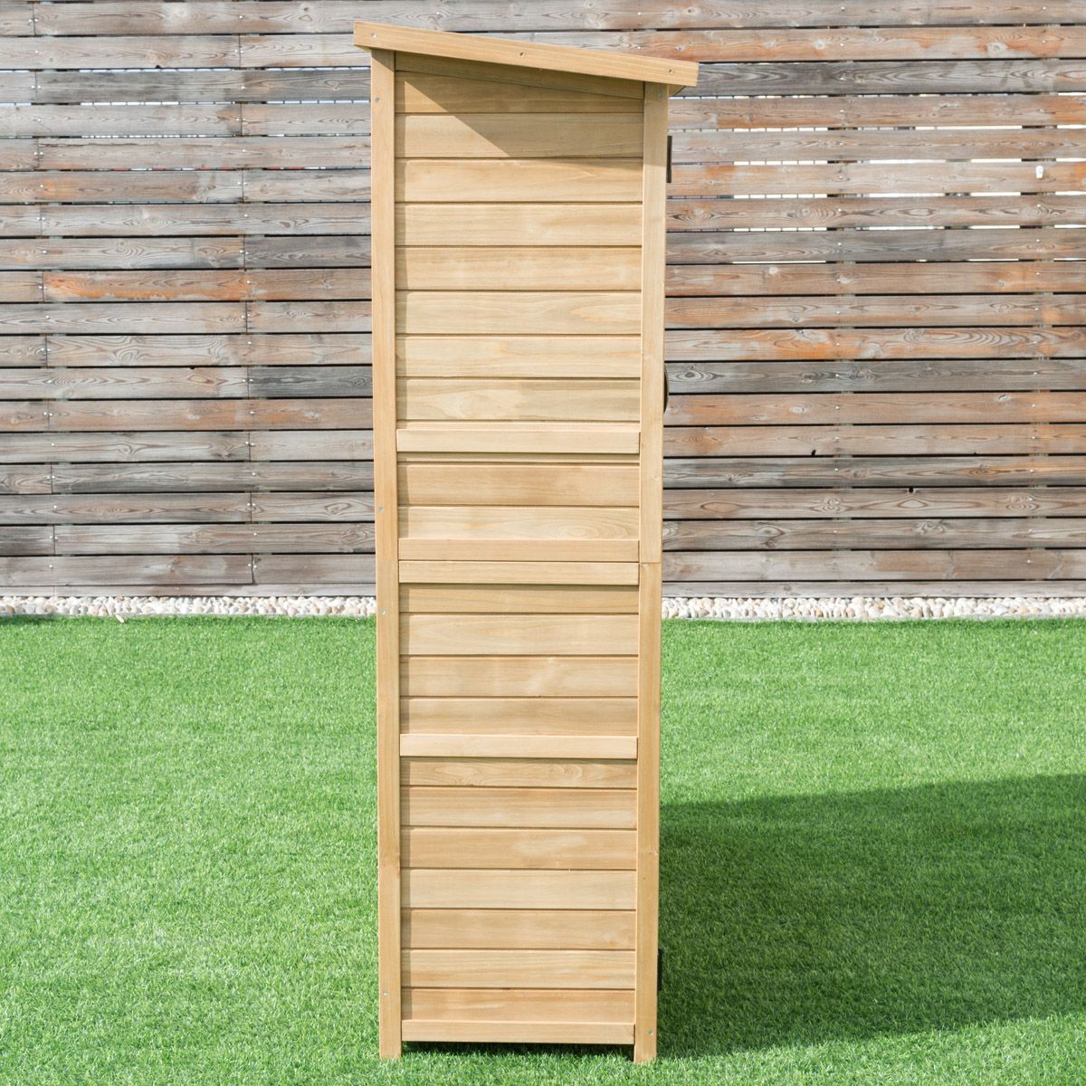 Abri de Jardin en Bois Cabane de Jardin Extrieur Double Portes avec Loquet Toit Inclin en Asphalte Cabanon Jardin Extrieur 140 x 50 x 162 cm Naturel -