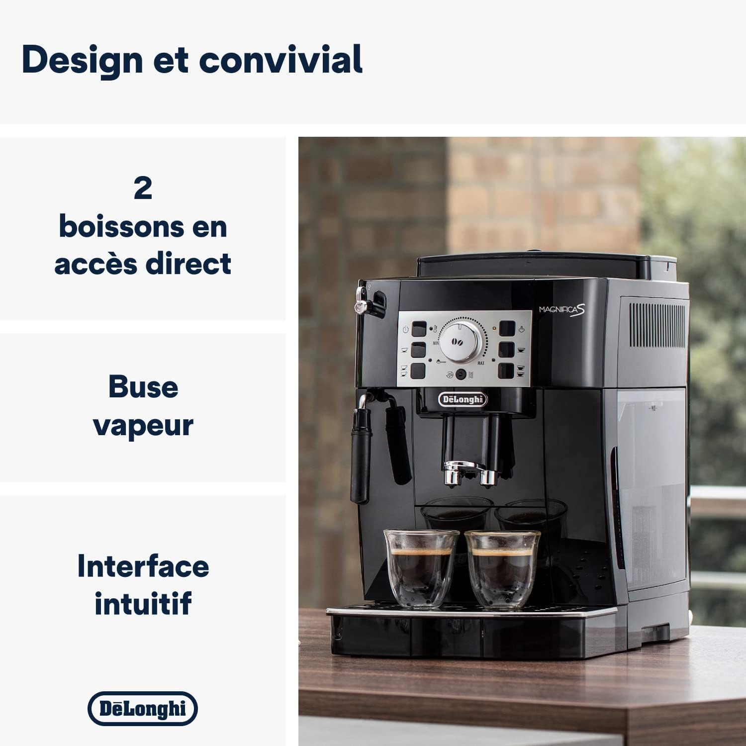 De'Longhi Magnifica S Machine a Café Grain ECAM22.110.B, Machine Expresso et Cappuccino, 1.8L, Noir [Exclusif Amazon]