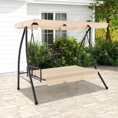 Balancelle d'Extérieur Convertible 2 Places avec Lit Plat Hamac de Terrasse avec Auvent Réglable et Coussin Amovible Pour Jardin -