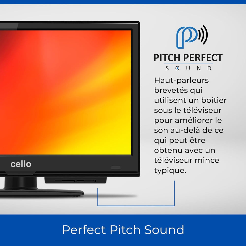 Cello C1624F 16" Full HD LED TV Integrierter -Player Triple Tuner DVB-T/T2-C-S/S2 HDMI USB 230V „Pitch Perfect Sound“ für EIN einzigartiges Klangerlebnis